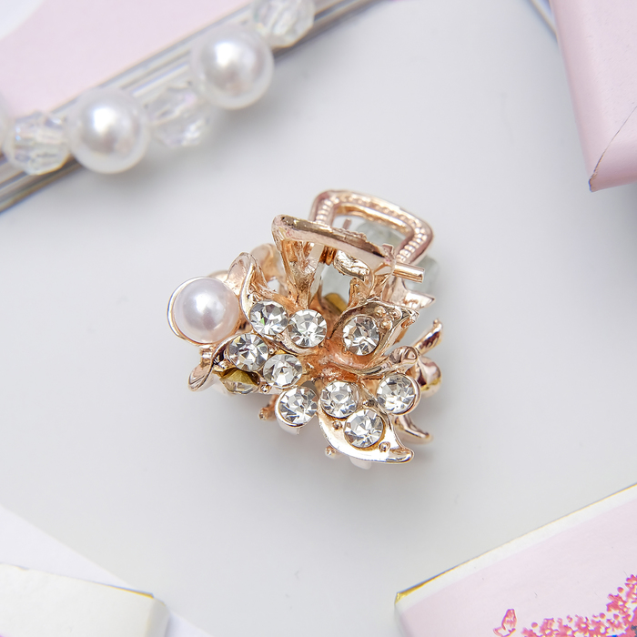 Краб для волос "Сказочная жемчужинка" 2,6 см бабочка на цветке