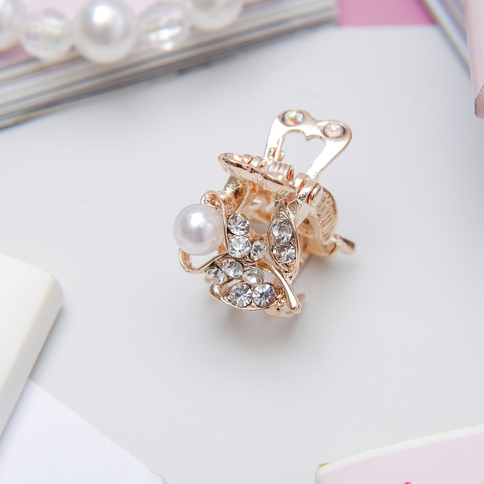 Краб для волос "Сказочная жемчужинка" 1,6 см цветок