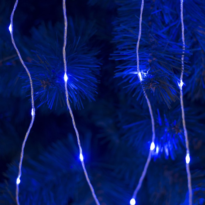 Конский хвост, "Роса", Д:2 м, 15 серебристых нитей, Н.С. LED-300-6V-220V, БП в компл, СИНИЙ