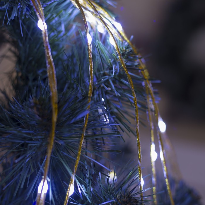 Конский хвост, "Роса", Д:2 м, 15 золотистых нитей, Н.С. LED-300-6V-220V, БП в компл, БЕЛЫЙ