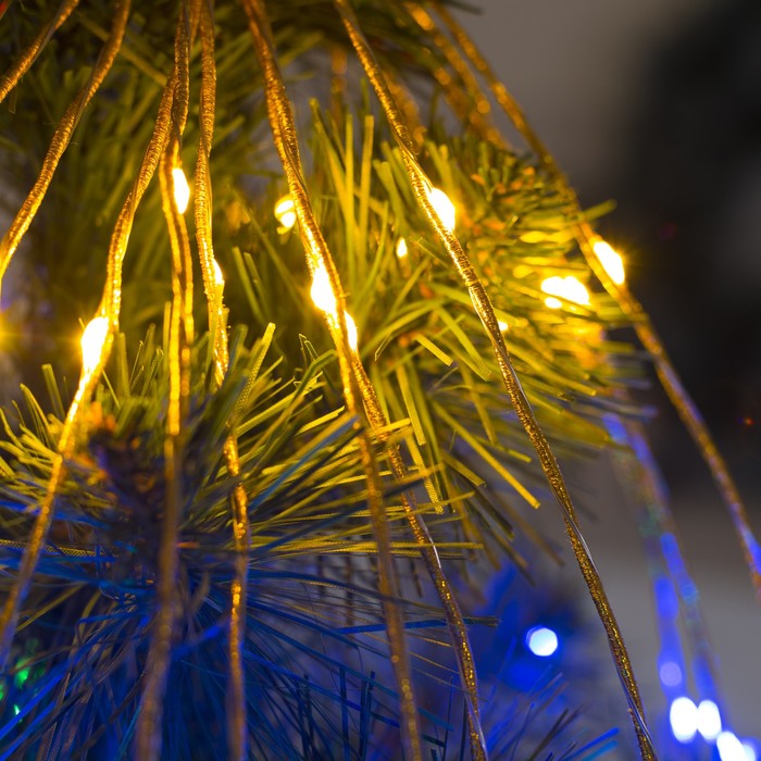 Конский хвост, "Роса", Д:2 м, 15 золотистых нитей, Н.С. LED-300-6V-220V, БП в компл, МУЛЬТИ