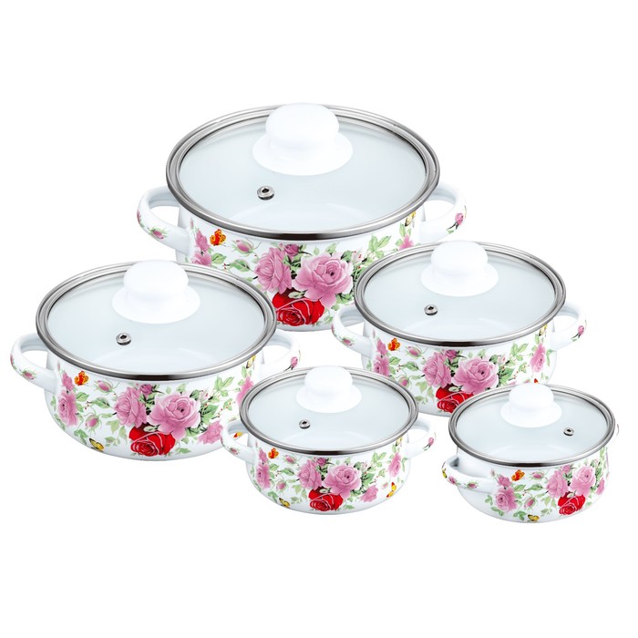 Набор кастрюль Reisz, 10 предметов, 0.5 л, 0.75 л, 1.25 л, 1.8 л, 2.5 л