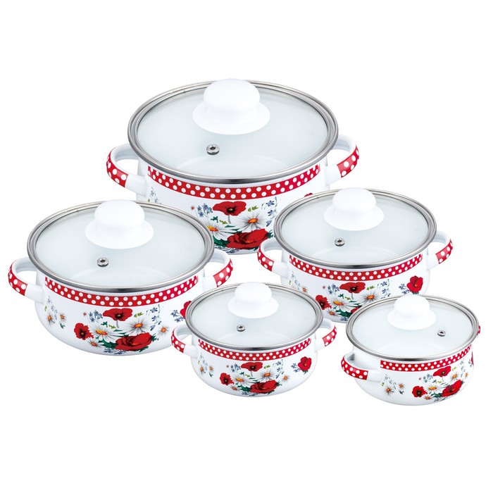 Набор кастрюль Reisz, 10 предметов, 0.5 л, 0.75 л, 1.25 л, 1.8 л, 2.5 л