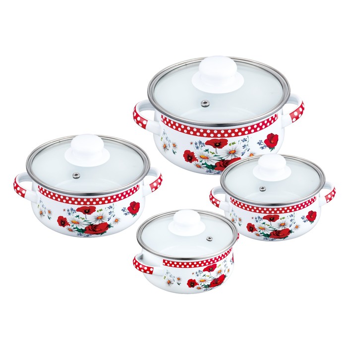 Набор кастрюль Reisz, 8 предметов, 0.5 л, 0.75 л, 1.25 л, 1.8 л