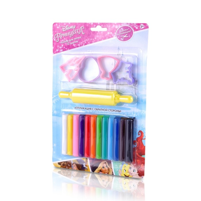 Набор для лепки Disney «Моана», 12 цветов, аппликация, 135 гр, формочки, скалка