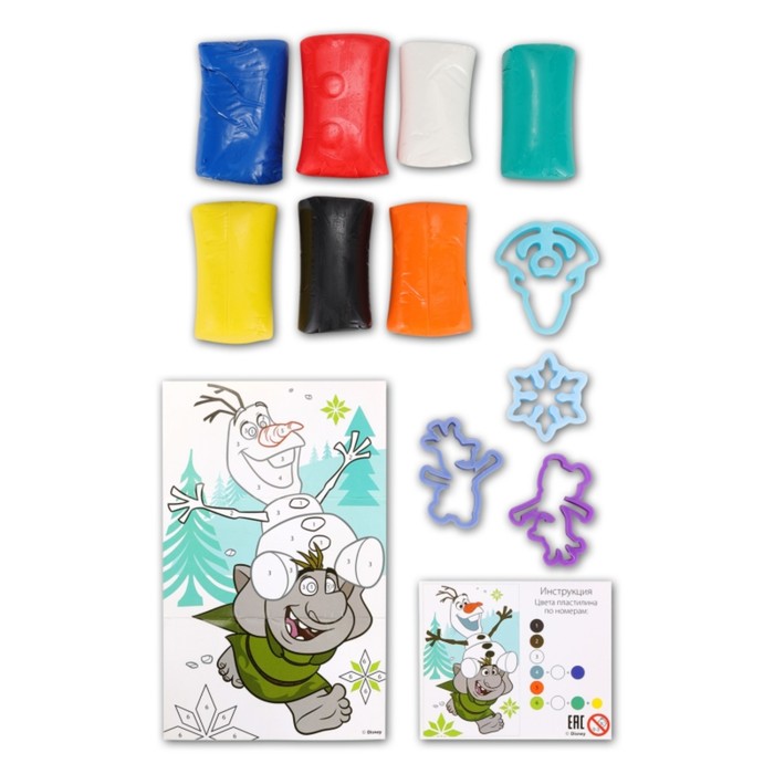 Набор для лепки Disney «Олаф и Холодное приключение», 7 цветов, 500 гр, аппликация, формочки 39427