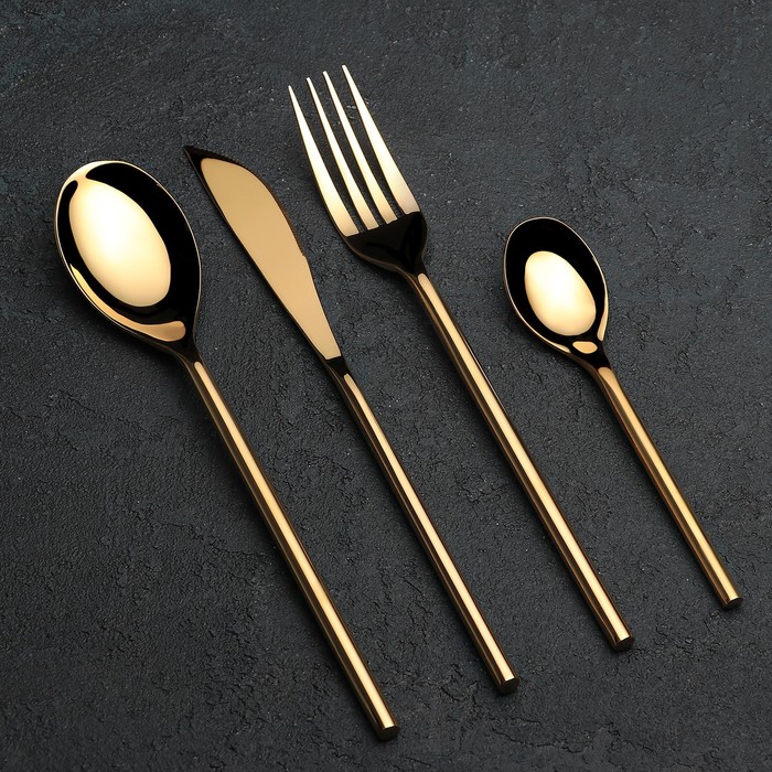 Набор столовых приборов 4 пр, на 1 персону "Оску", золотой