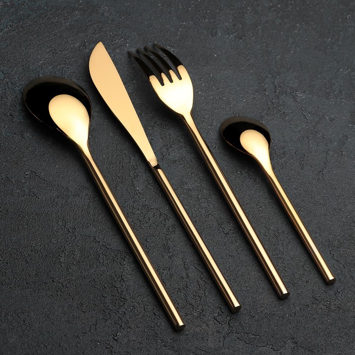 Набор столовых приборов 4 пр, на 1 персону "Оску", золотой