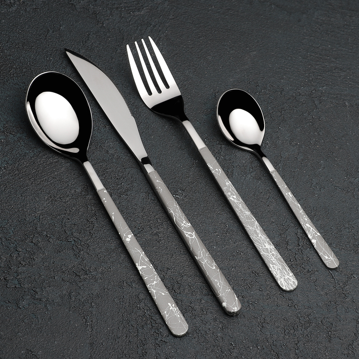 Набор столовых приборов 16 пр, на 4 персоны "Искусство" серый