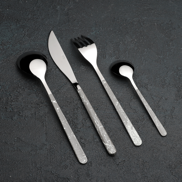 Набор столовых приборов 16 пр, на 4 персоны "Искусство" серый