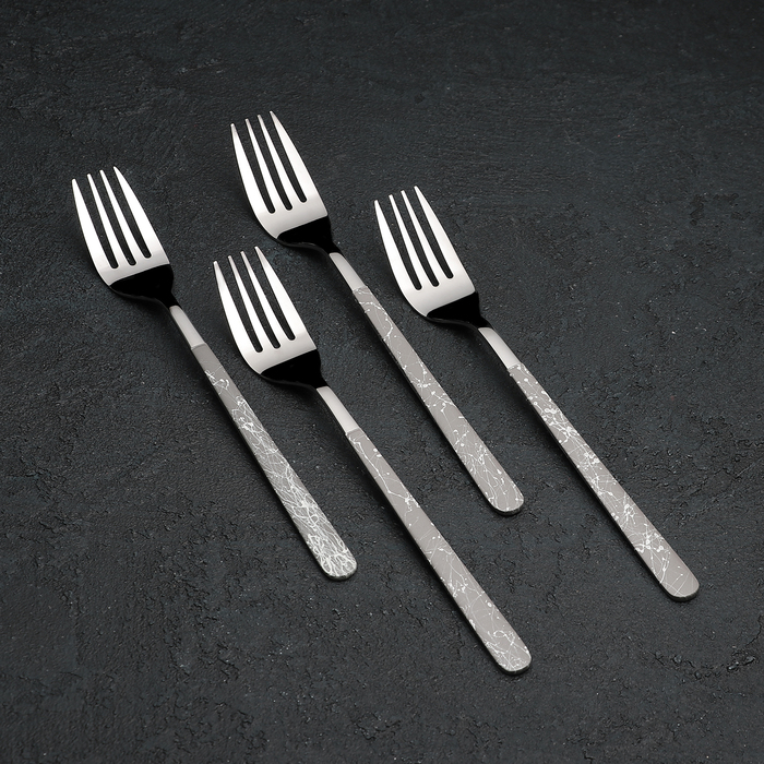 Набор столовых приборов 16 пр, на 4 персоны "Искусство" серый