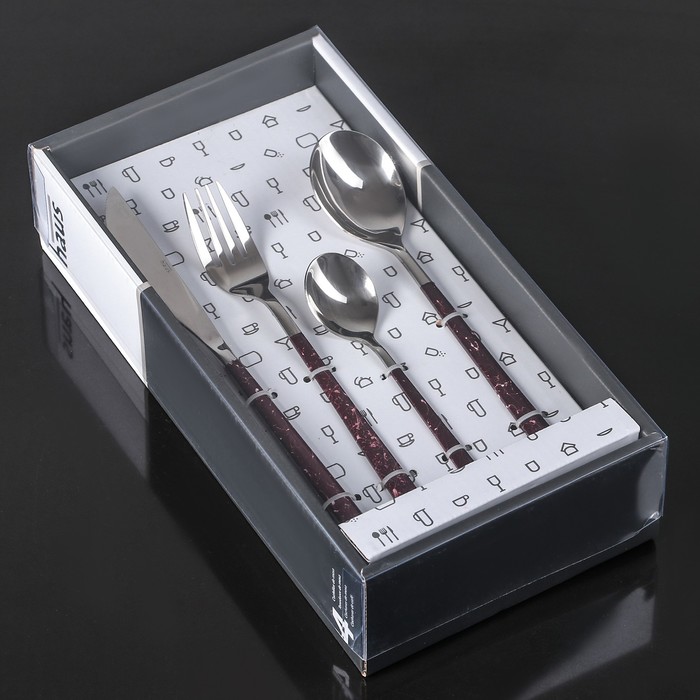 Набор столовых приборов 16 пр, на 4 персоны "Искусство" сиреневый