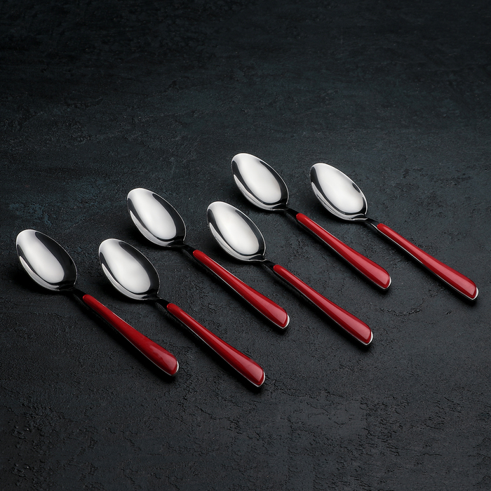 Набор ложек столовых 6 шт "Нео" красный, 20,5 см