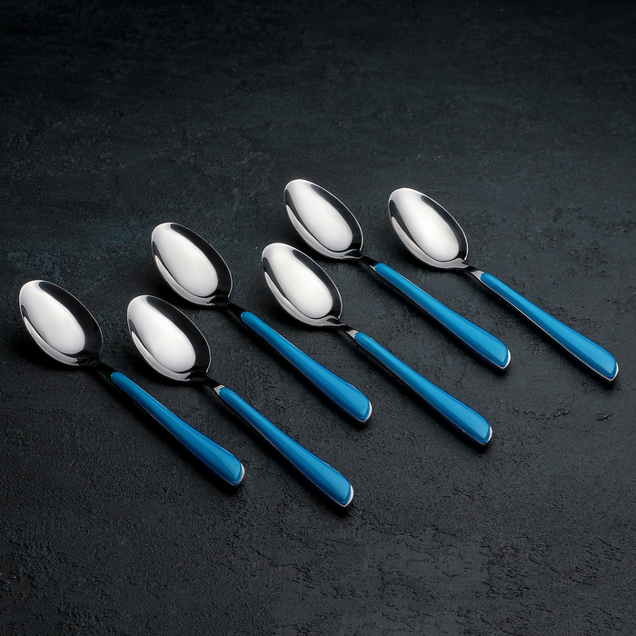 Набор ложек столовых 6 шт "Нео" синий, 20,5 см