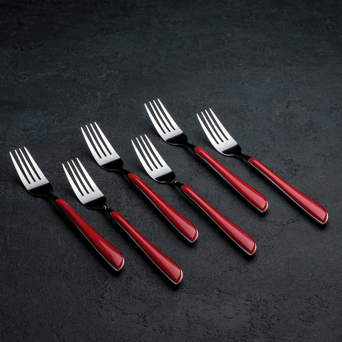 Набор вилок столовых 6 шт "Нео" красный, 20,5 см