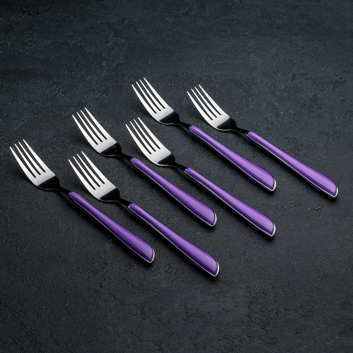 Набор вилок столовых 6 шт "Нео" фиолетовый,  20,5 см
