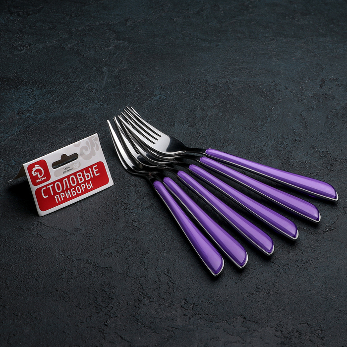 Набор вилок столовых 6 шт "Нео" фиолетовый, 20,5 см