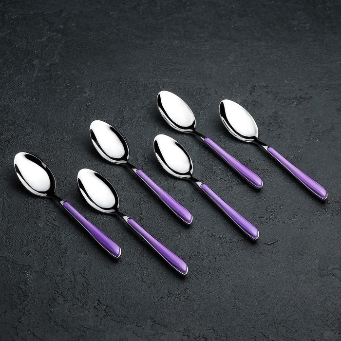 Набор ложек чайных 6 шт "Нео" фиолетовый, 14,5 см