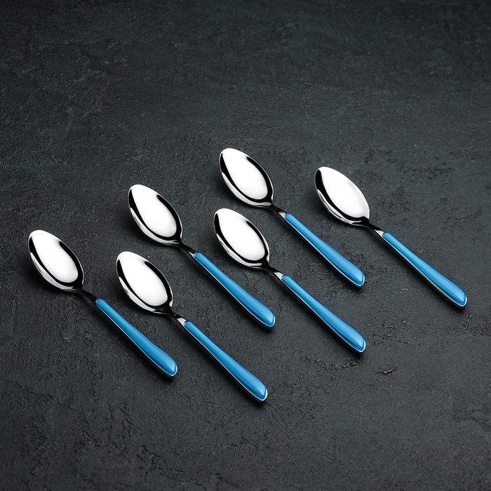 Набор ложек чайных 6 шт "Нео" синий, 14,5 см