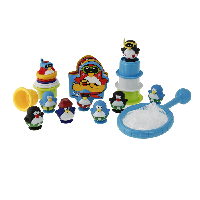 Игрушки для купания «Весёлые пингвины» с сачком