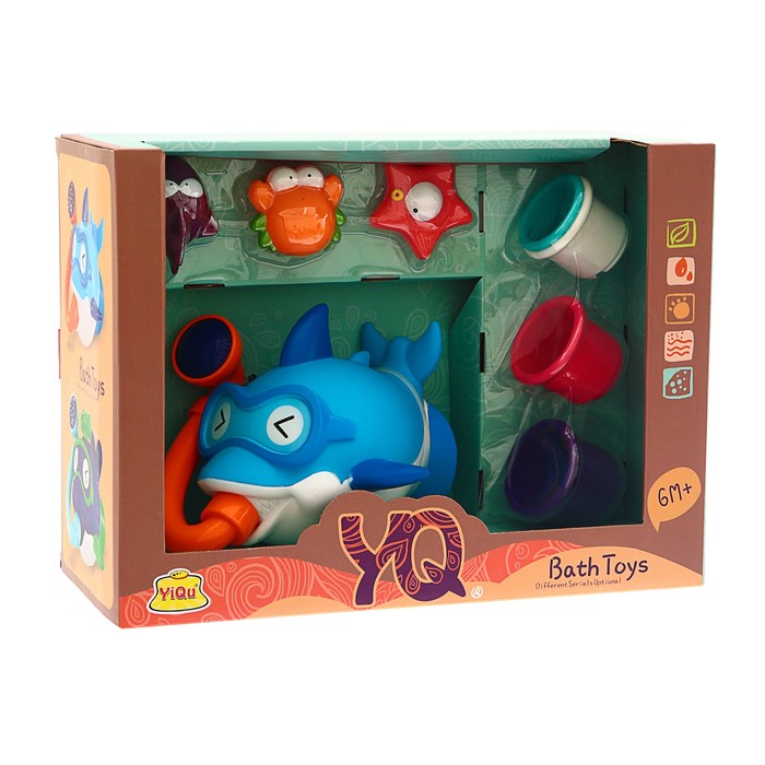 Игрушки для купания «Акула в маске» с лейкой + стаканчики