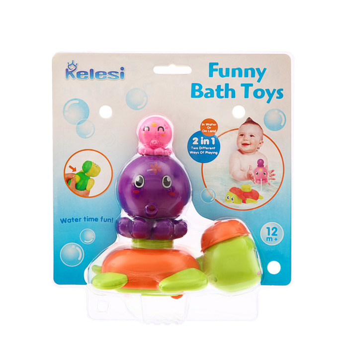 Игрушки для купания «Черепашка с осьминожками», цвета МИКС