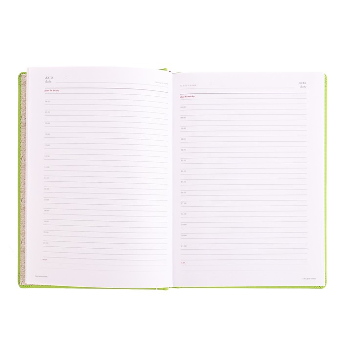 Ежедневник недатированный А5, 136 листов Velvet, искусственная кожа, салатовый