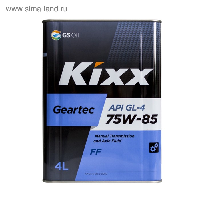 фото Масло трансмиссионное kixx geartec ff gl-4 75w-85 gear oil hd, 4 л