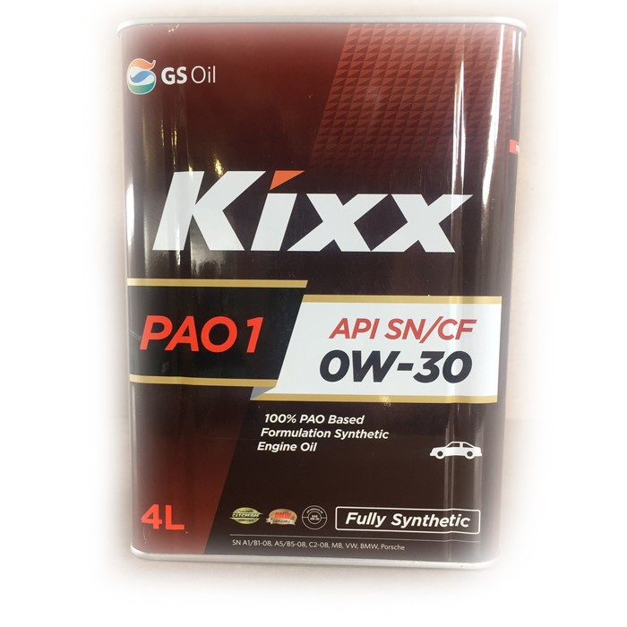 Моторное масло Kixx PAO1 0W-30, 4 л