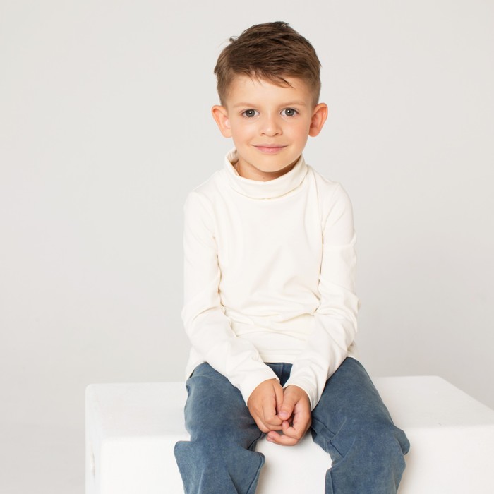 Водолазка для мальчика, рост 134 см, цвет молочный 192-318-16