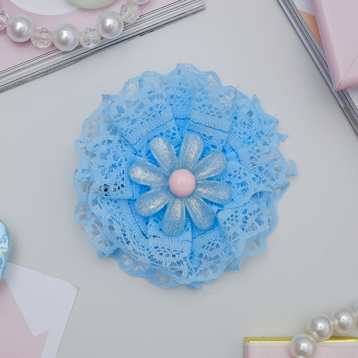 Зажим для волос "Принцесса" цветок, голубой