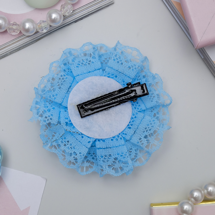 Зажим для волос "Принцесса" цветок, голубой