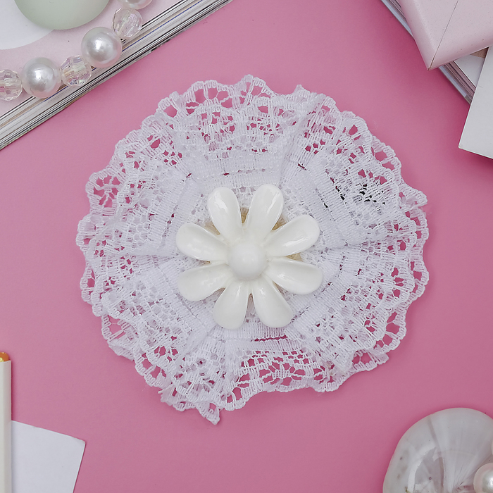 Зажим для волос "Принцесса" цветок, белый