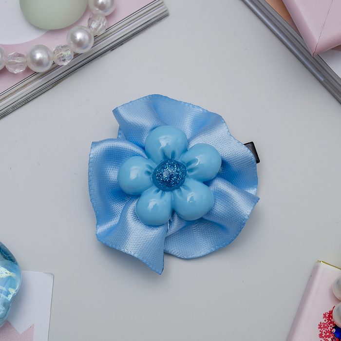 Зажим для волос "Маленькая леди" цветок, голубой