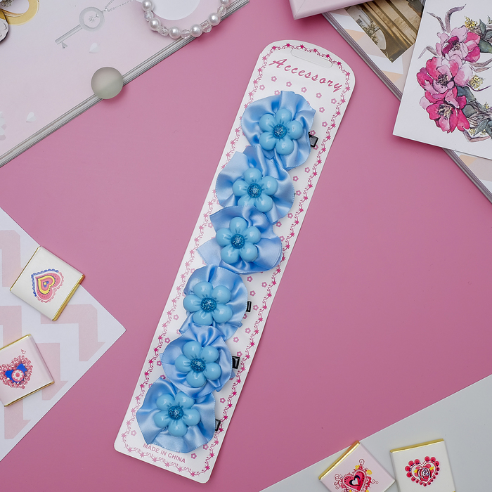 Зажим для волос "Маленькая леди" цветок, голубой