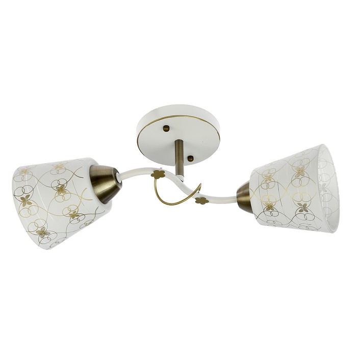 Люстра "Дарьяна" 2x40Вт Е27 белый-бронза 35x12x14см.