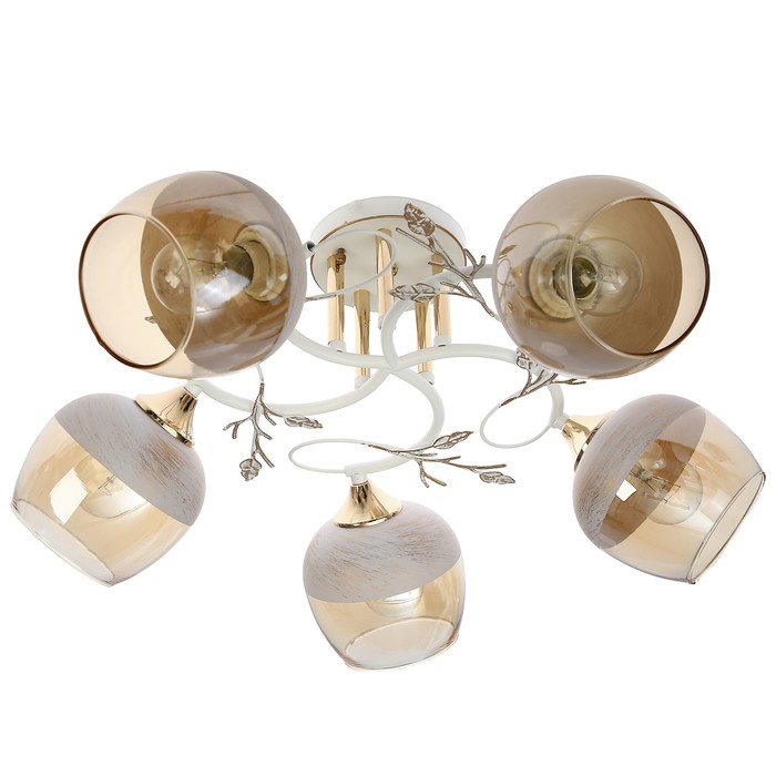 Люстра "Айвенго" 5x40Вт Е27 белый-золото 57x15x21см.