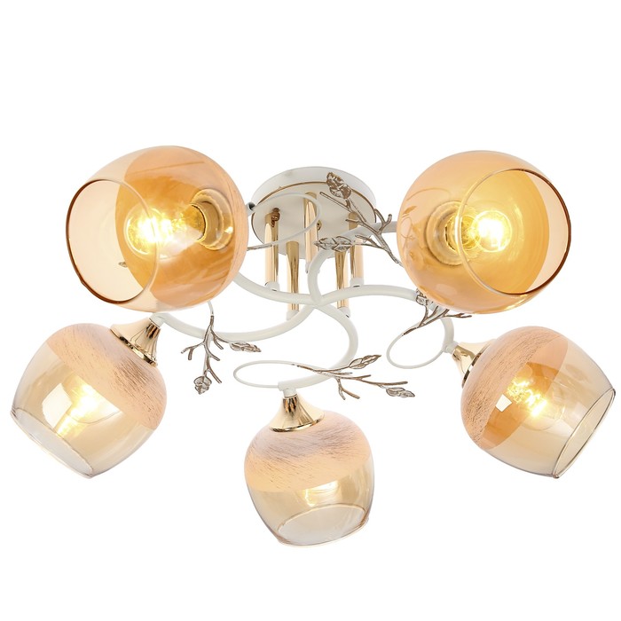 Люстра "Айвенго" 5x40Вт Е27 белый-золото 57x15x21см.