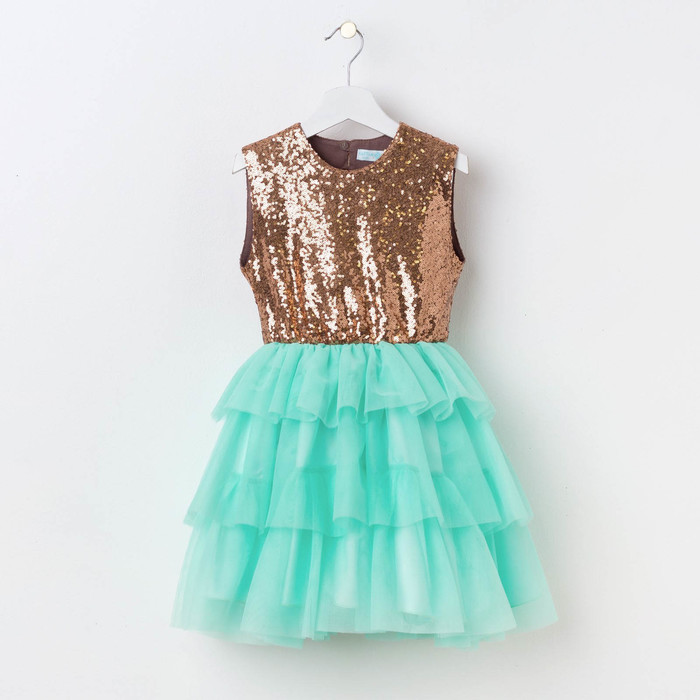 Платье детское KAFTAN, рост 134-140 см (36), золотой/бирюзовый