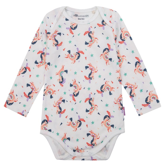 Боди для девочки, рост 86 см, принт лошадки 191-004-52