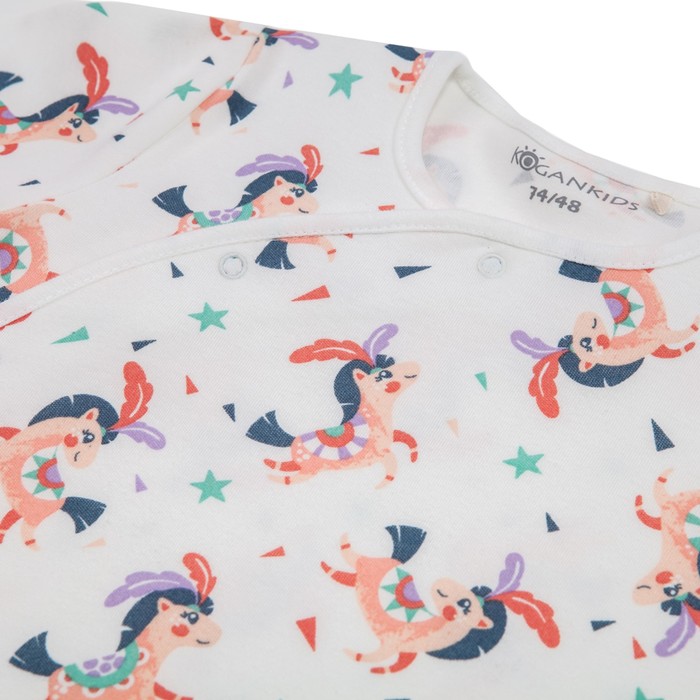 Комбинезон для девочки, рост 74 см, принт лошадки 191-006-52