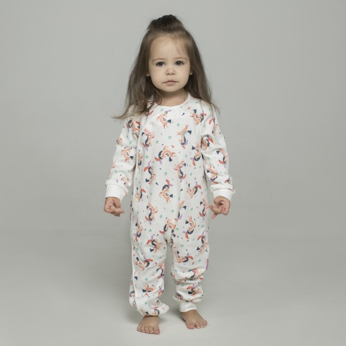 Комбинезон для девочки, рост 86 см, принт лошадки 191-007-52