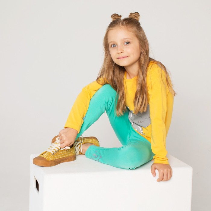 Брюки для девочки, рост 122 см, цвет бирюзовый 191-325-15