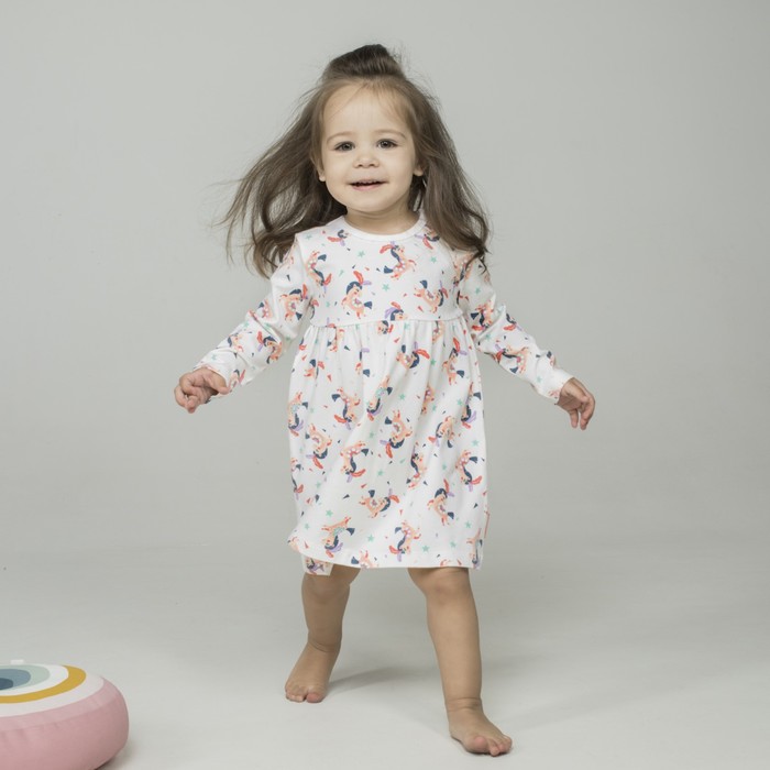 Платье для девочки, рост 104 см, принт лошадки 191-331-52