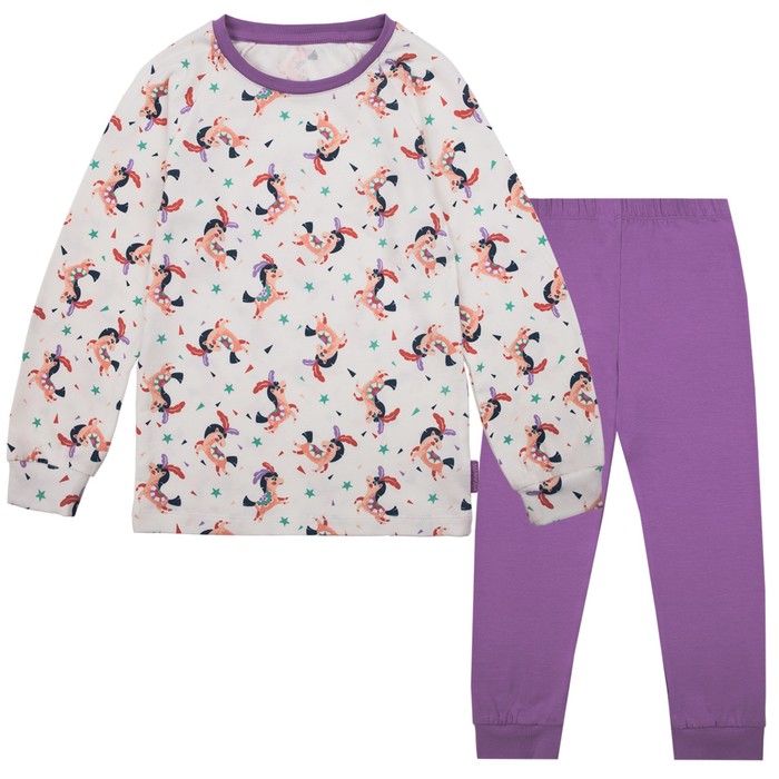 Пижама для девочки, рост 104 см, принт лошадки 191-345-52