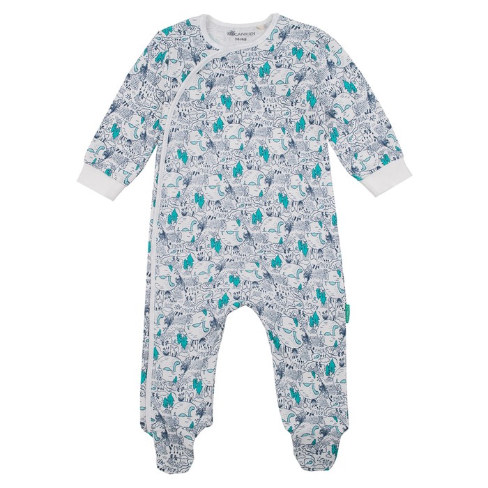 Комбинезон для мальчика, рост 62 см, молочный принт 192-006-55