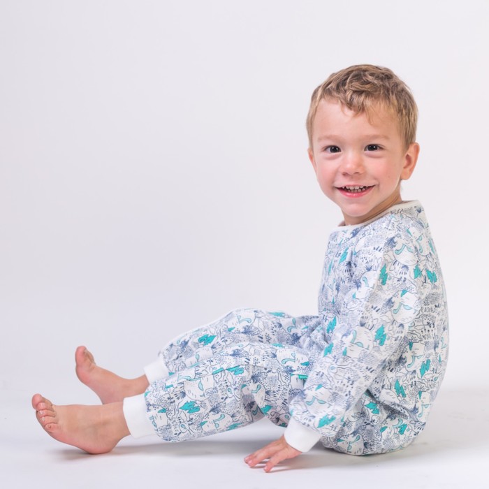 Комбинезон для мальчика, рост 80 см, молочный принт 192-007-55