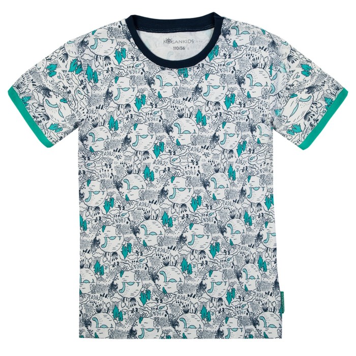 Футболка для мальчика, рост 104 см, молочный принт 192-310-55