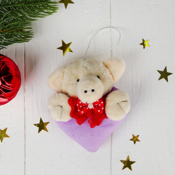 Мягкая игрушка-подвеска "Хрюша с бантиком" сердечко цвета МИКС