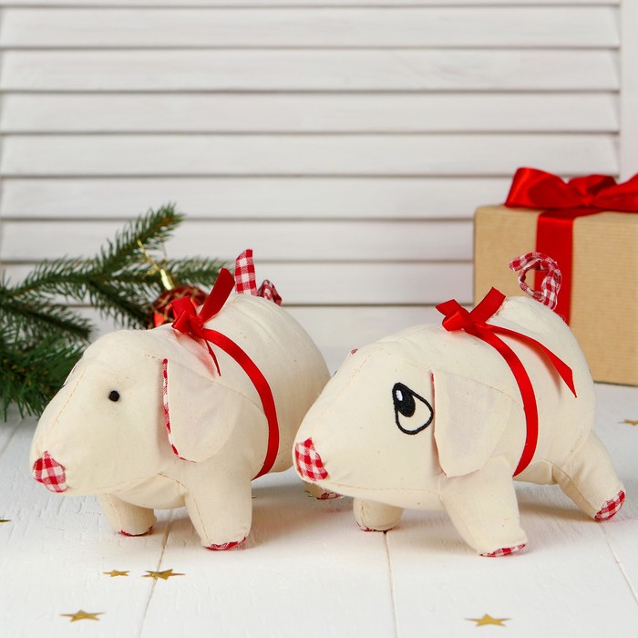 Мягкая игрушка "Поросёнок хвостик в клеточку" виды МИКС